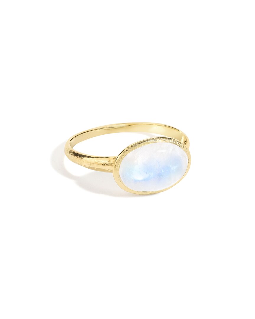 Tiramisu 14k Over Silver 3.30 Ct. Tw. Moonstone Solitaire Ring In Gold
