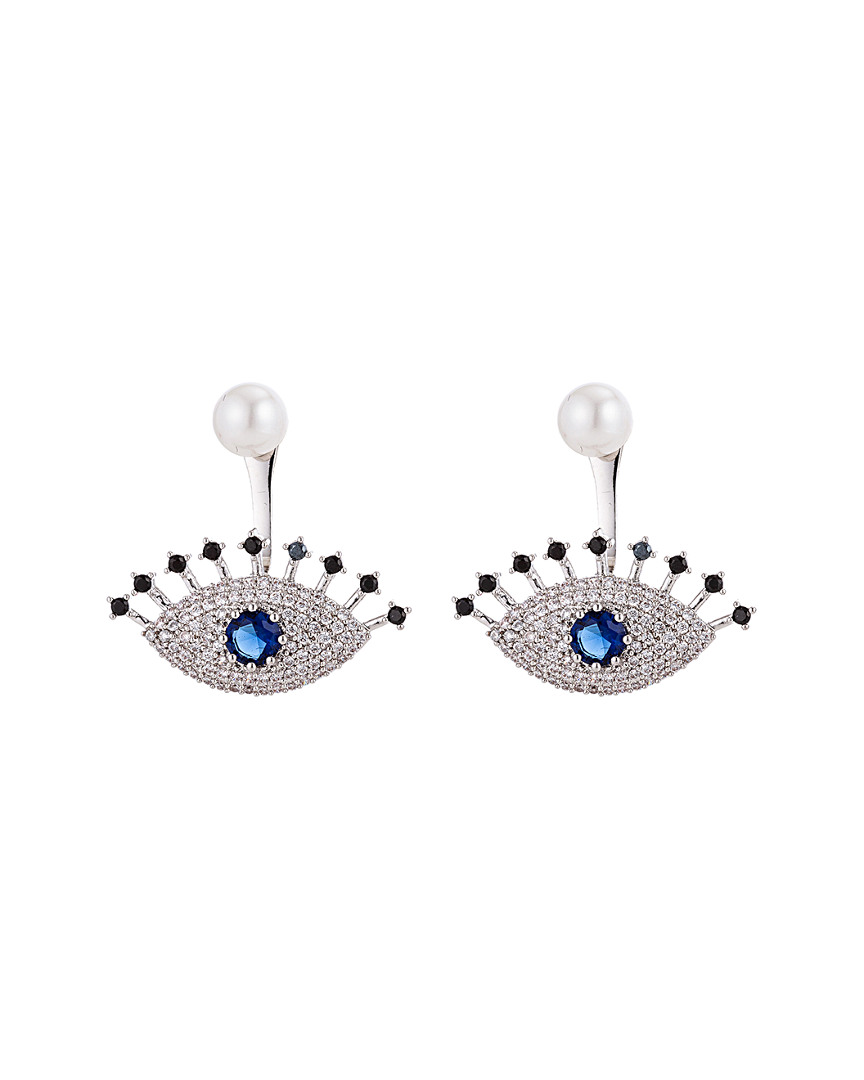 Eye Candy La Luxe Collection Rhodium Plated Cz Mila Eye Drop Earrings