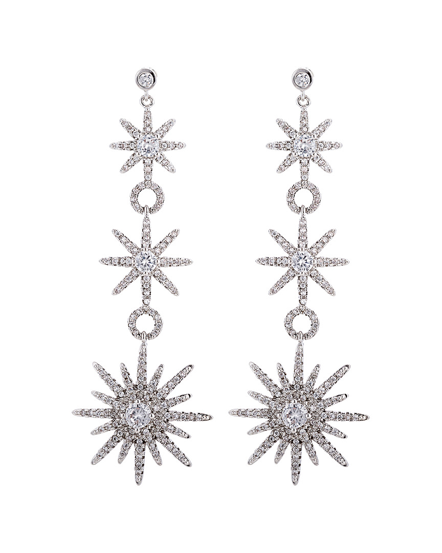 Eye Candy La Luxe Collection Rhodium Plated Cz To The North Star Drop Earrings