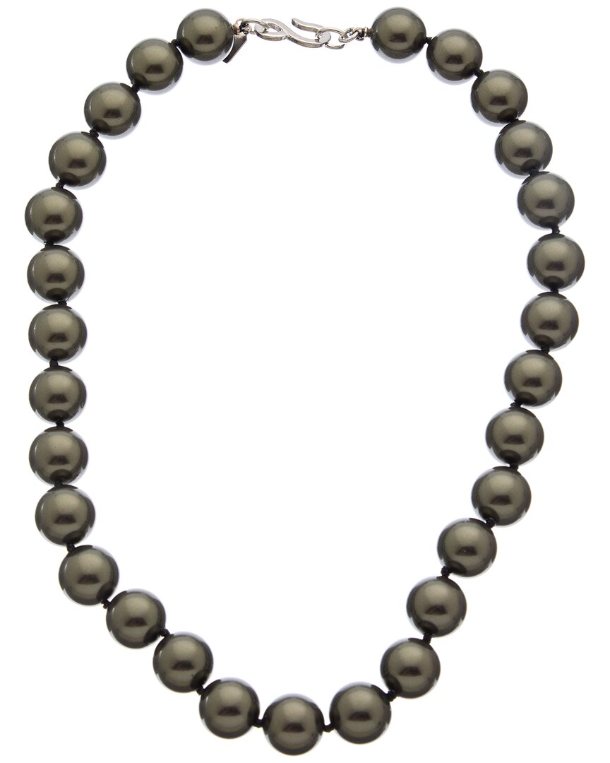 Kenneth Jay Lane 14mm Faux Pearl Necklace In Gray