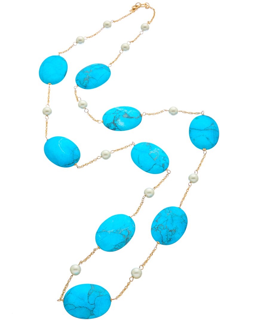 Kenneth Jay Lane Plated Station Necklace In Blue