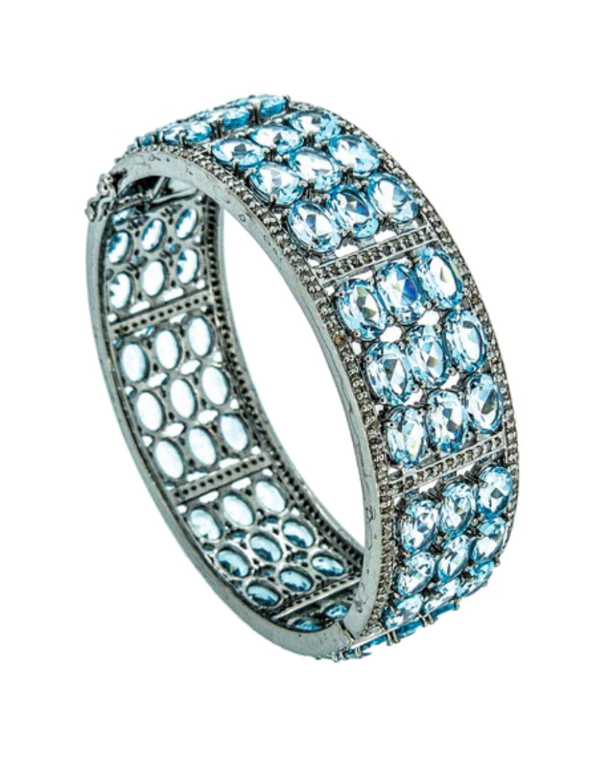 Arthur Marder Fine Jewelry Silver 3.00 Ct. Tw. Diamond & Blue Topaz Bangle