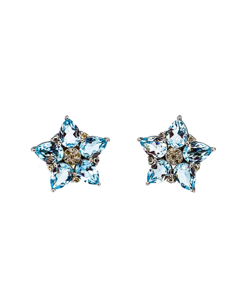 Arthur Marder Fine Jewelry Dnu 0 Units Sold  Silver 0.42 Ct. Tw. Diamond & Blue Topaz Earrings