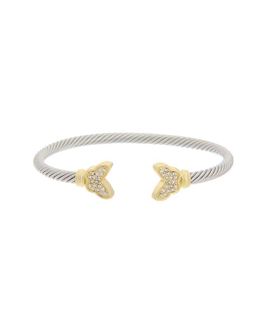 Juvell 18k Two-tone Plated Cz Twisted Cable Bangle