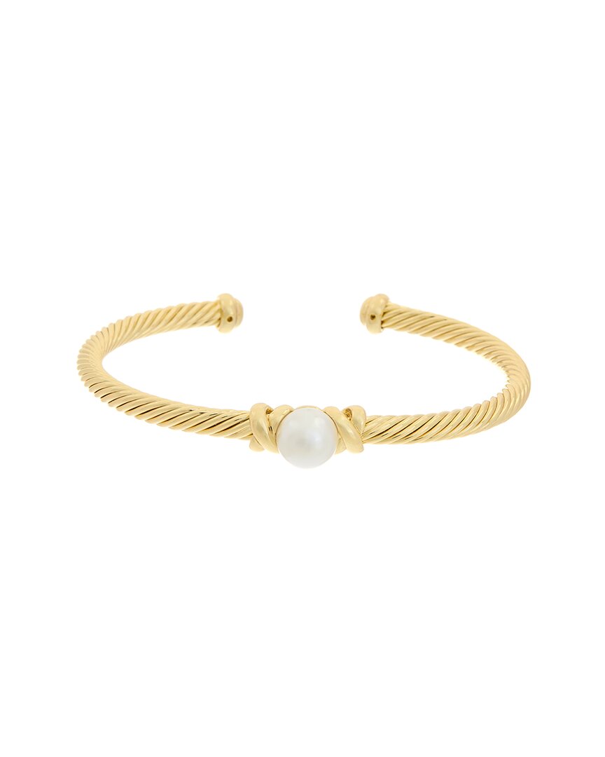 Juvell 18k Plated Faux Pearl Twisted Cable Bangle