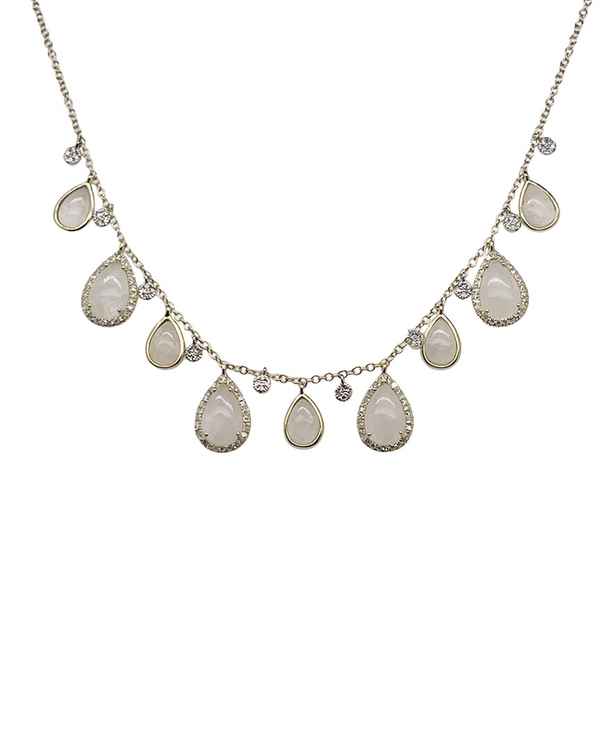 Meira T 14k 3.97 Ct. Tw. Diamond & Moonstone Rainbow Necklace