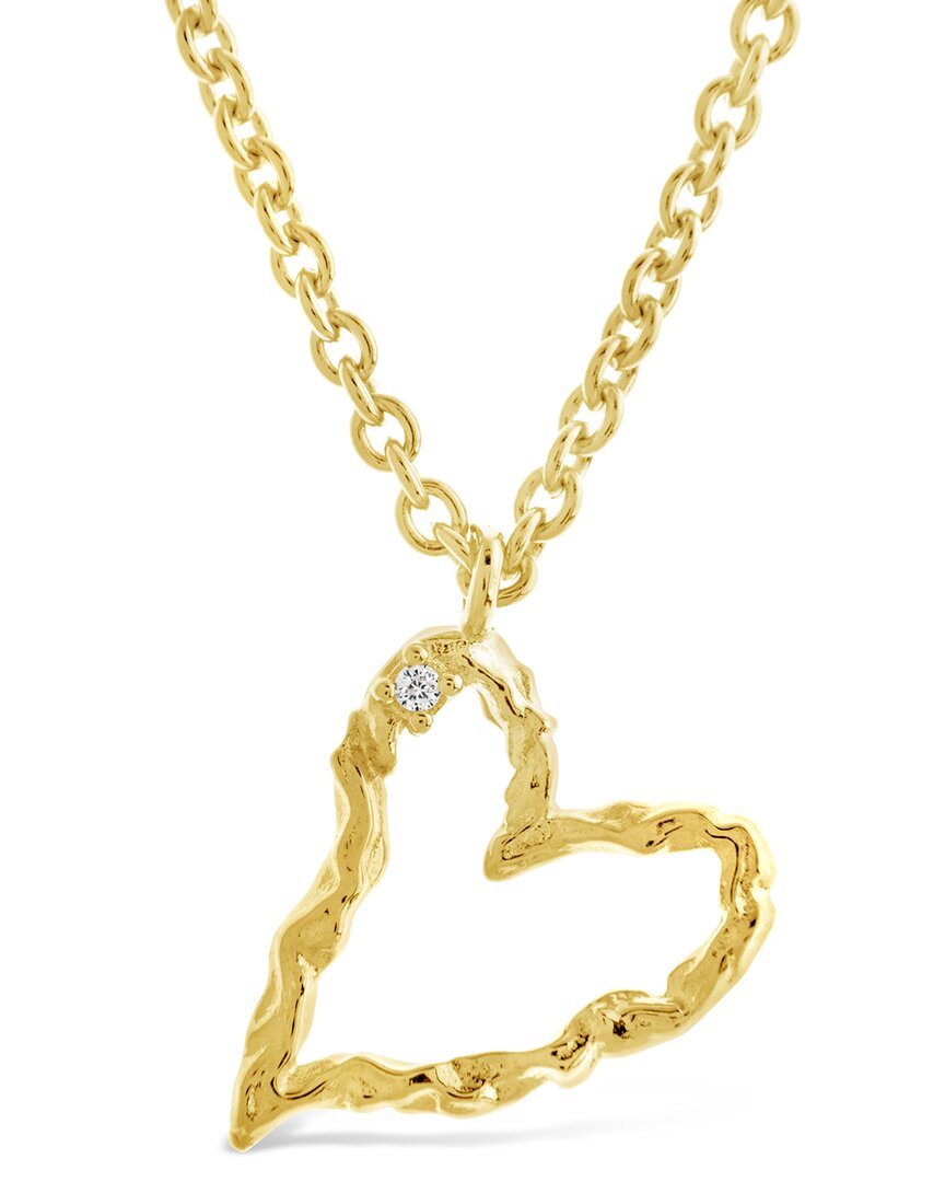 Sterling Forever 14k Plated Textured Heart Pendant Necklace
