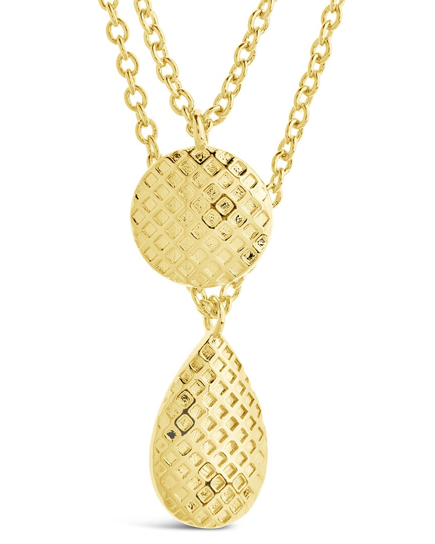 Sterling Forever 14k Plated Textured Pendant Layered Necklace