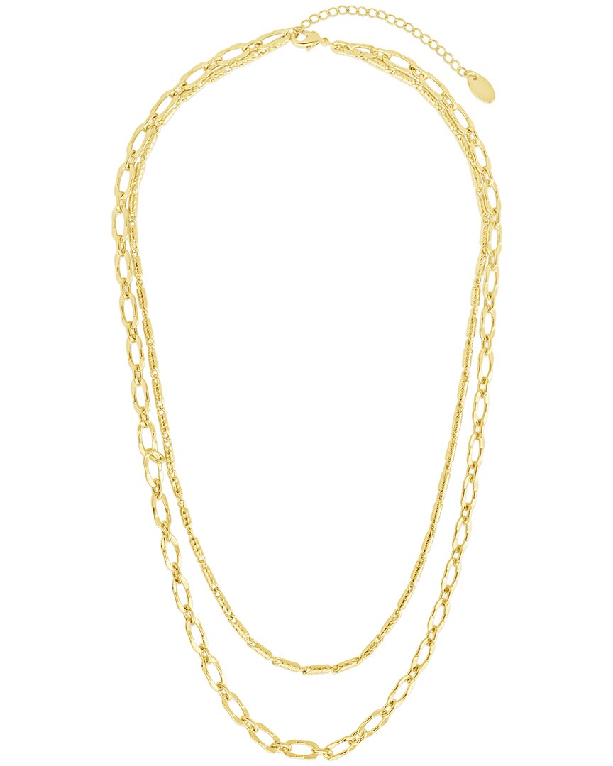 Sterling Forever 14k Plated Textured Layered Chain Necklace