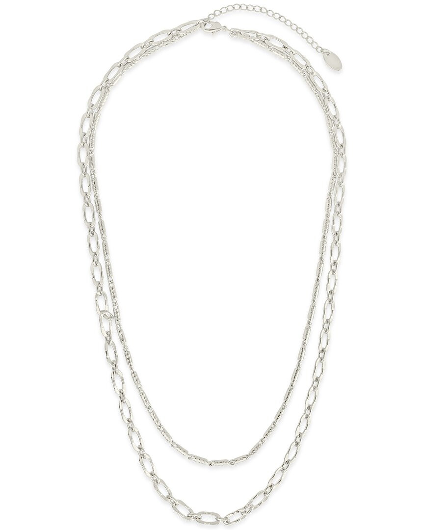 Sterling Forever Textured Layered Chain Necklace