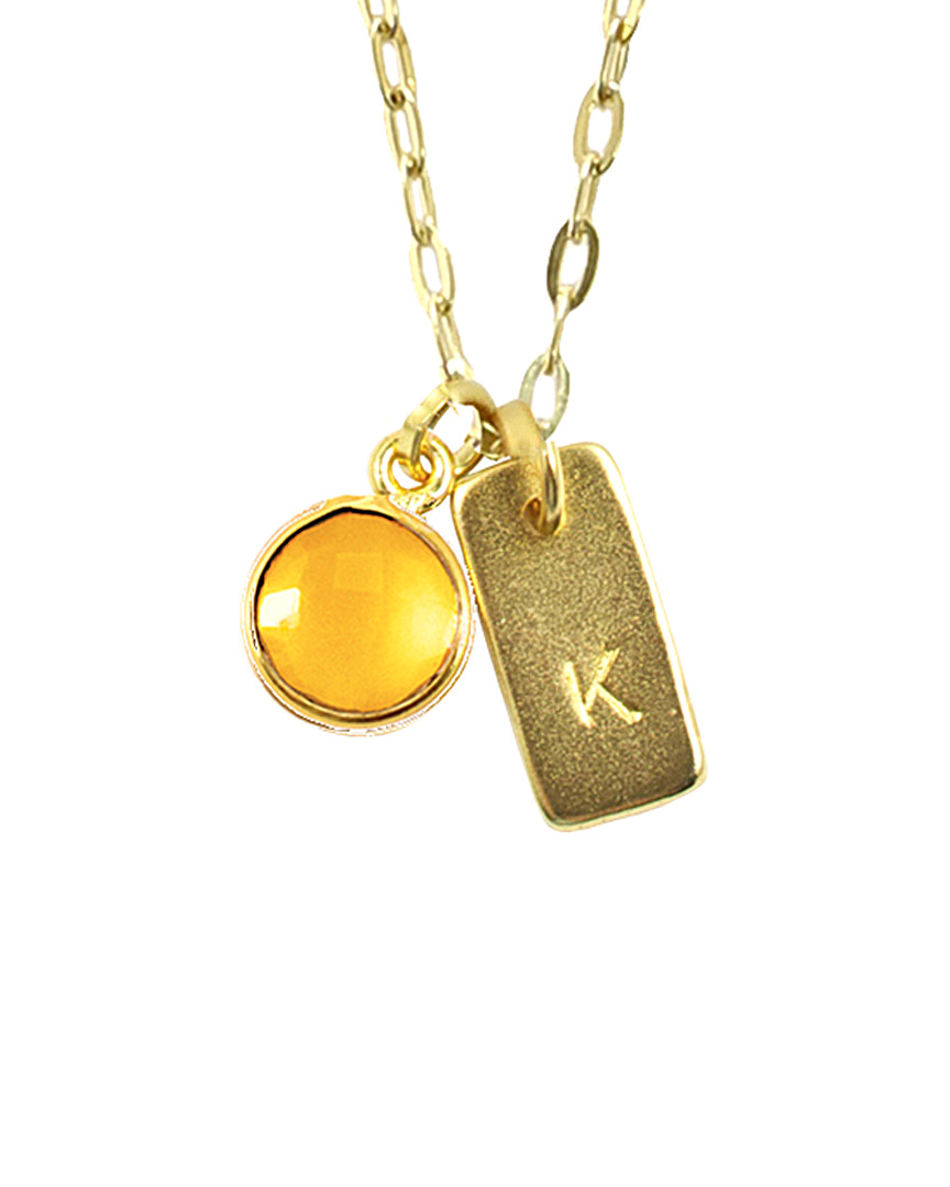 Charlene K 14k Plated Citrine November Birthstone Initial Necklace In Gold