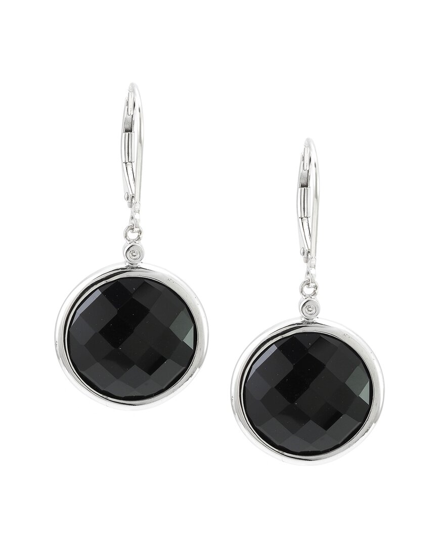 Gemstones Silver Diamond & Onyx Drop Earrings
