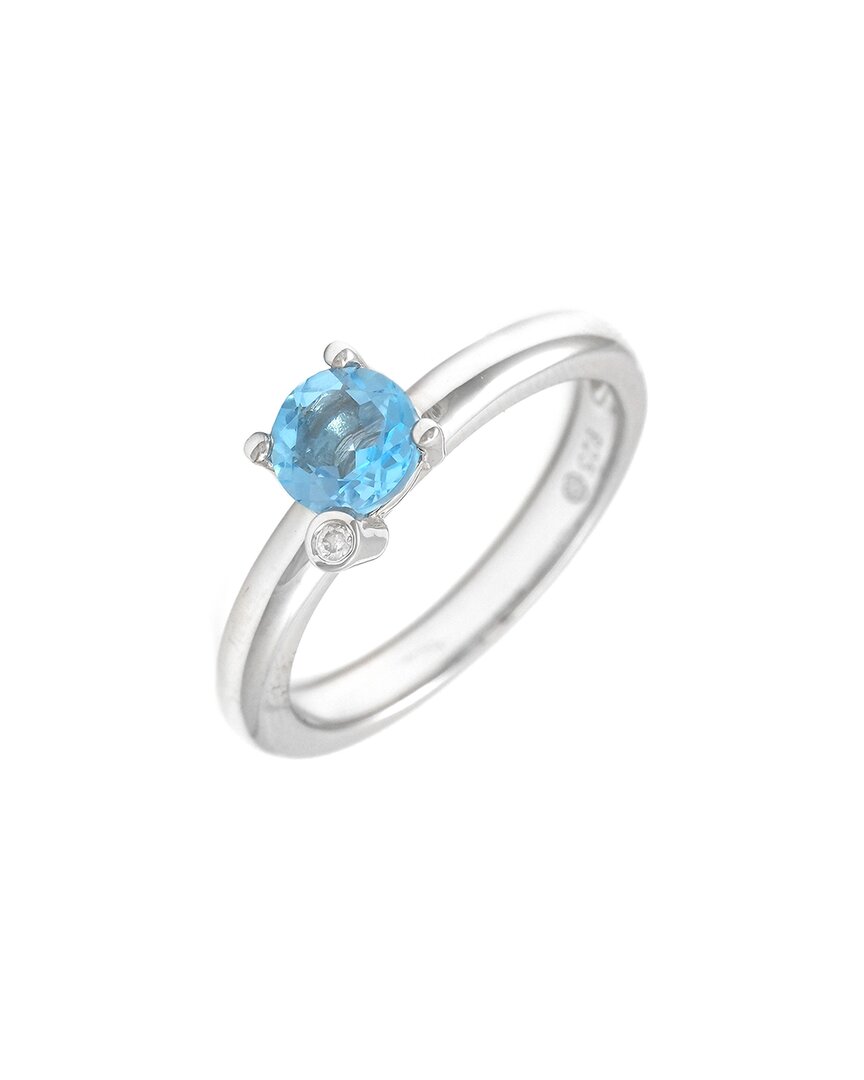 Gemstones Silver 0.91 Ct. Tw. Diamond & Blue Topaz Ring