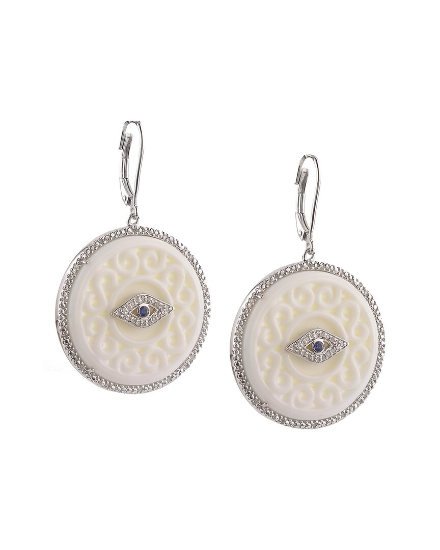 Gemstones Silver 0.21 Ct. Tw. Diamond Evil Eye Earrings