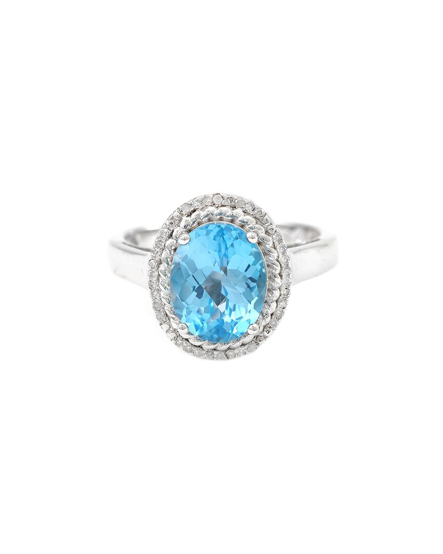 Gemstones Silver 3.32 Ct. Tw. Diamond & Blue Topaz Ring