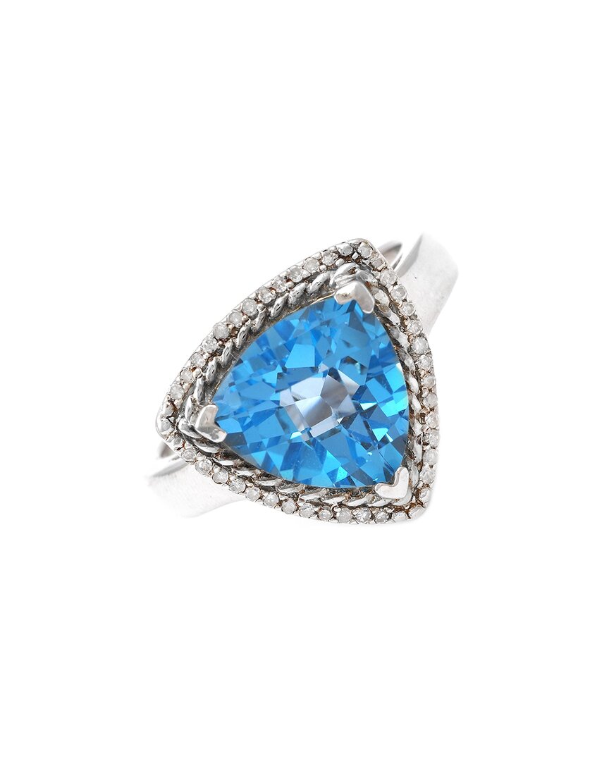Gemstones Silver 4.22 Ct. Tw. Diamond & Blue Topaz Ring