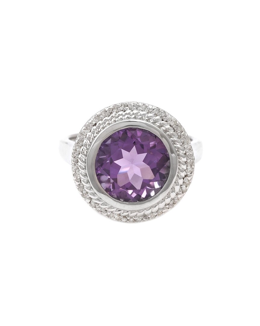 Gemstones Silver 3.56 Ct. Tw. Diamond & Amethyst Ring