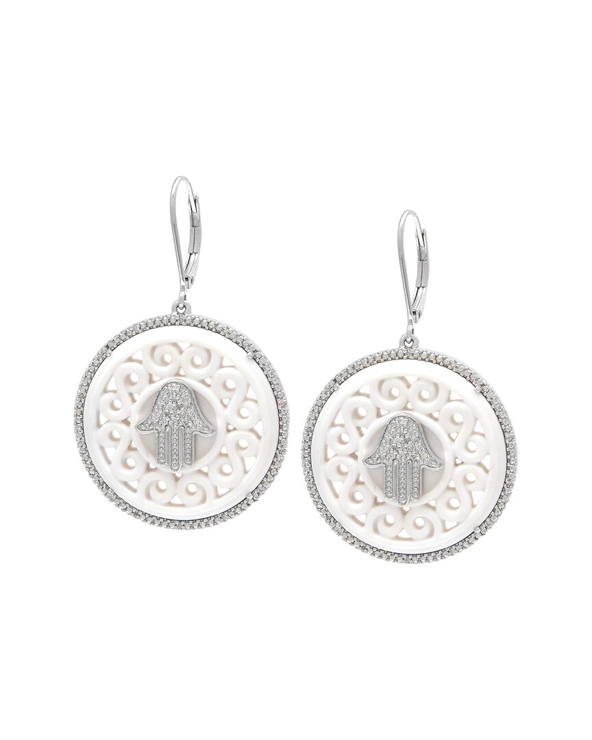 Gemstones Silver 0.22 Ct. Tw. Diamond Hamsa Earrings