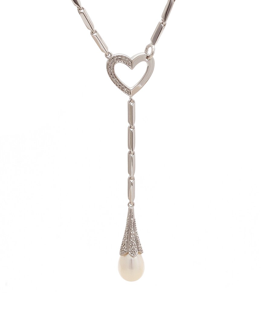 Gemstones Silver Diamond 7-8mm Pearl Necklace