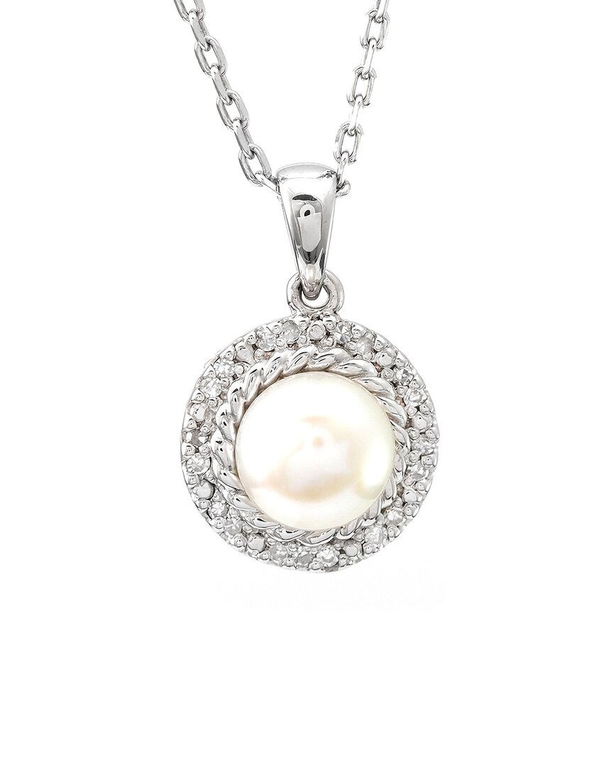 Gemstones Silver Diamond 6-7mm Pearl Necklace