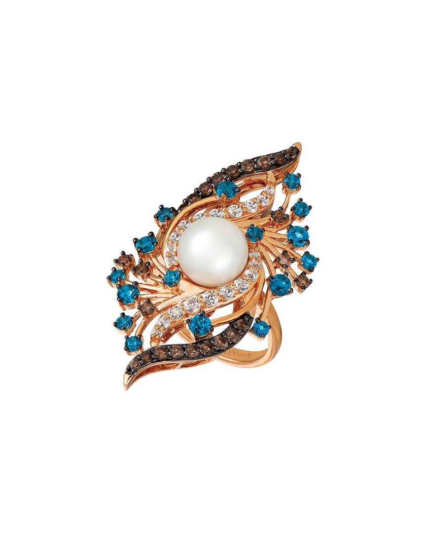 Le Vian ® Deep Sea Blue Topaz™ 14k Rose Gold 2.67 Ct. Tw. Fresh Water Pearl & 9-10mm Pearl Cocktail R