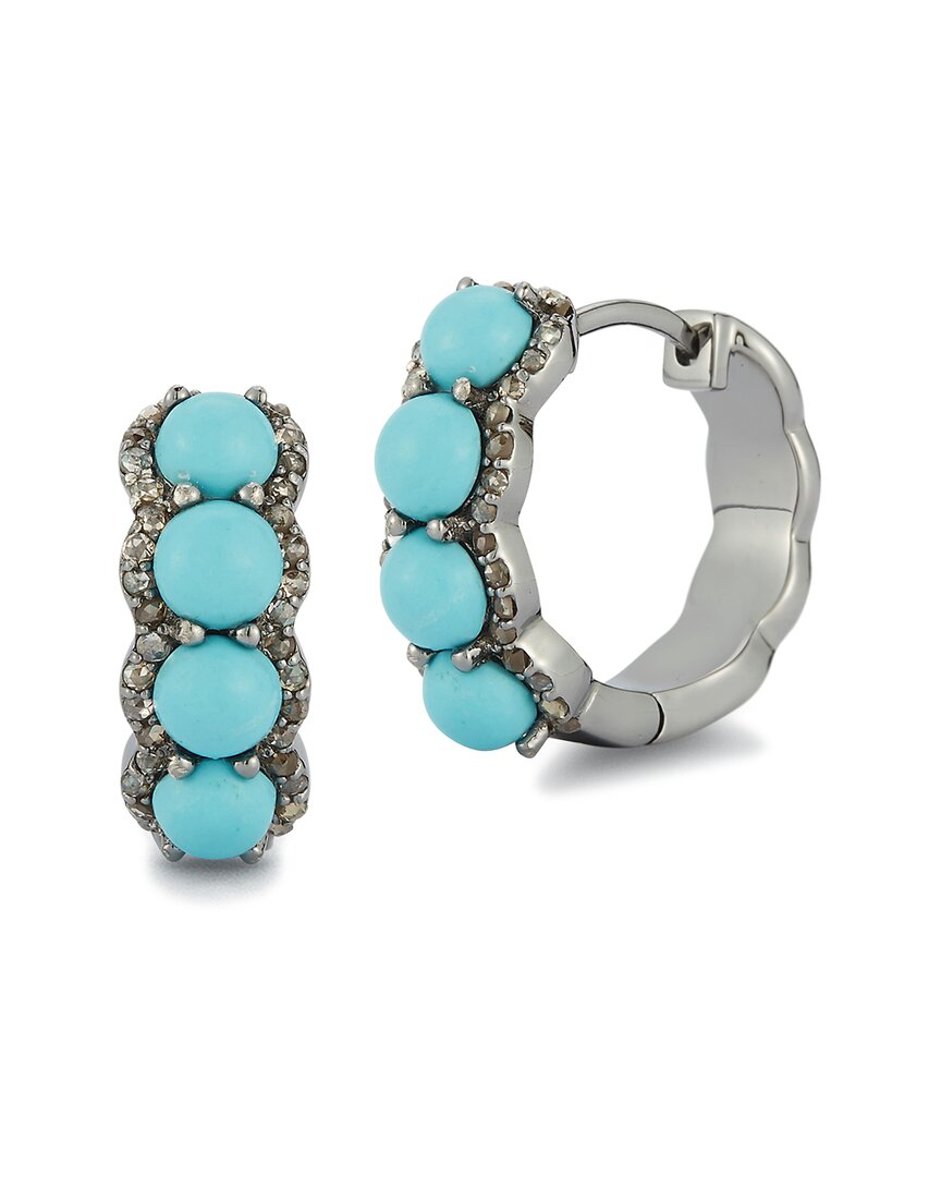 Banji Jewelry Silver 2.41 Ct. Tw. Diamond & Turquoise Earrings