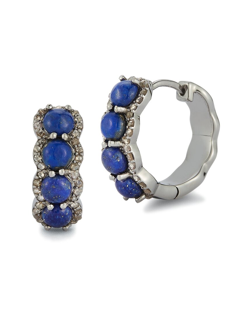 Banji Jewelry Silver 2.69 Ct. Tw. Diamond & Lapis Earrings