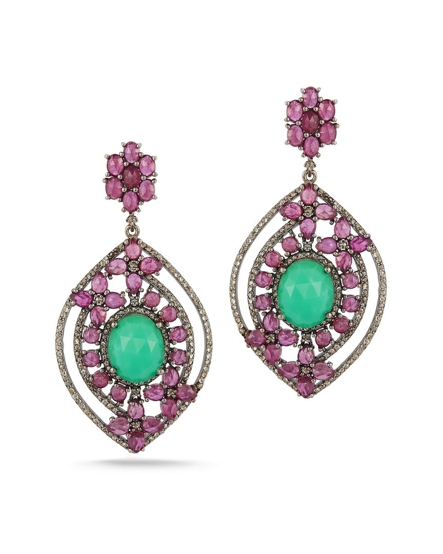 Banji Jewelry Silver 16.88 Ct. Tw. Diamond & Gemstone Earrings