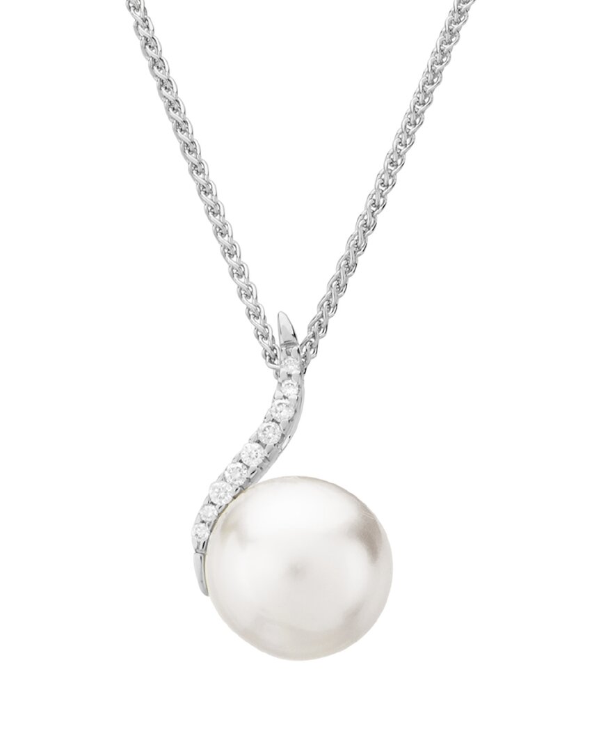 Pearls 14k Diamond 9.5mm Pearl Pendant Necklace