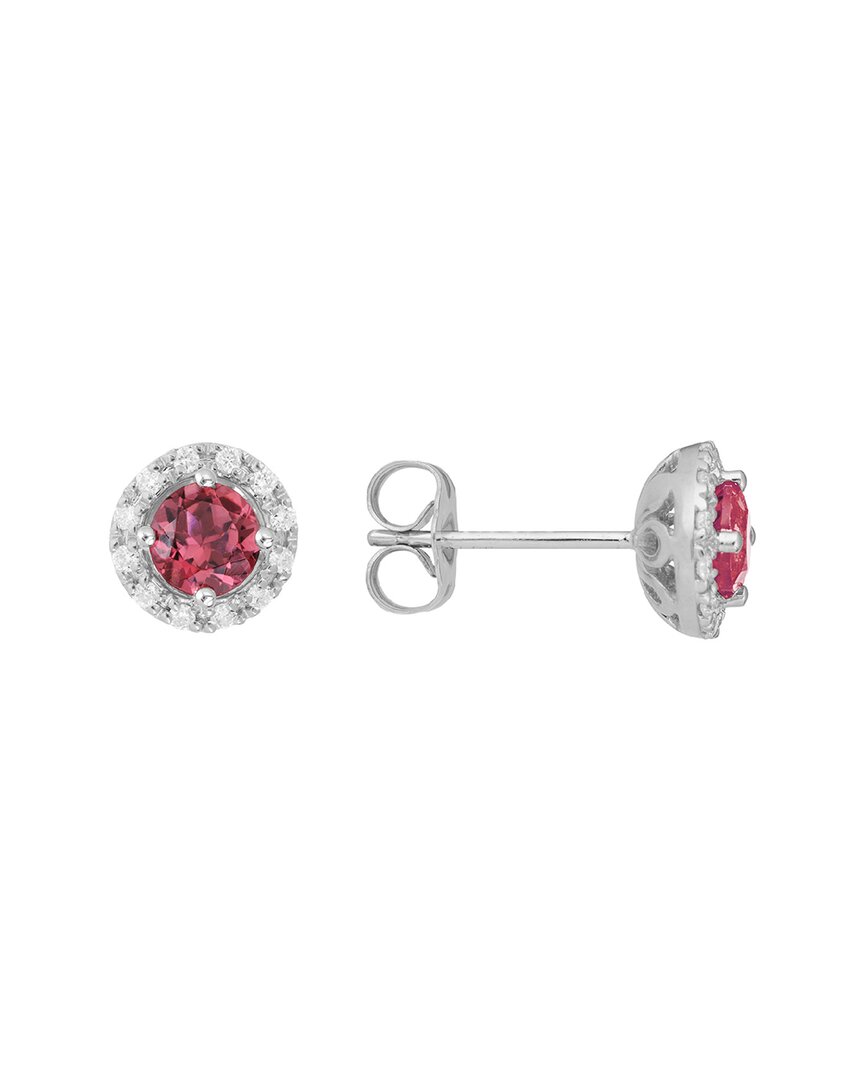 Gemstones 14k Diamond .14 Ct. & Pink Tourmaline Studs