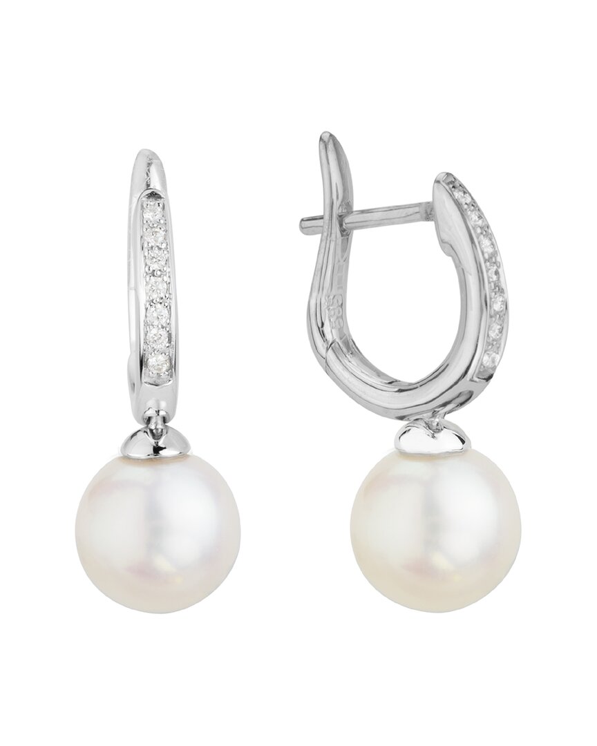 Pearls 14k Diamond 8-8.5mm Pearl Drop Earrings