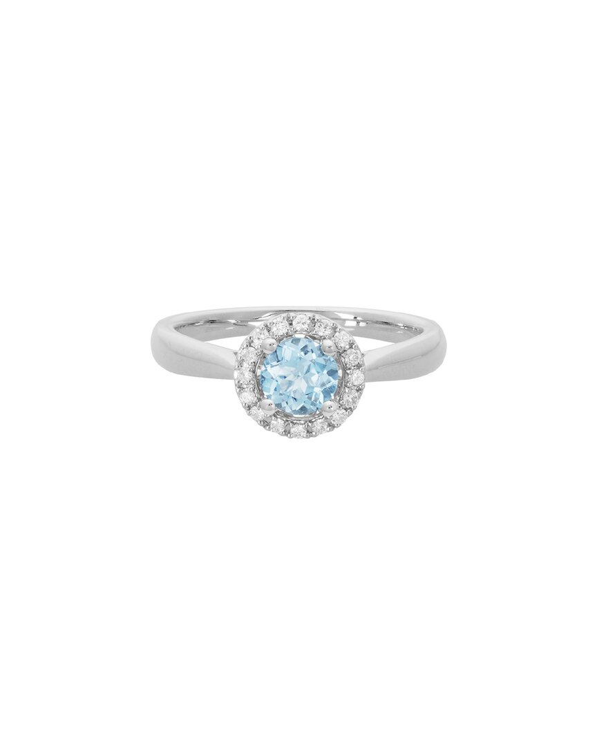 Gemstones 14k 0.59 Ct. Tw. Diamond & Aquamarine Halo Ring
