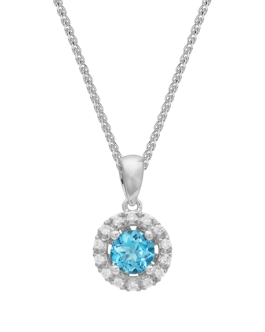 Gemstones Dnu 0 Units Sold 14k 0.70 Ct. Tw. Diamond & Blue Topaz Pendant Necklace