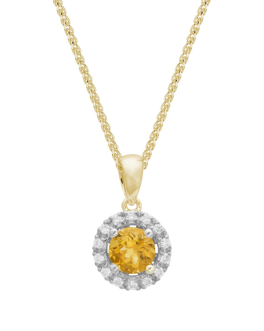 Gemstones 14k 0.55 Ct. Tw. Diamond & Citrine Pendant Necklace