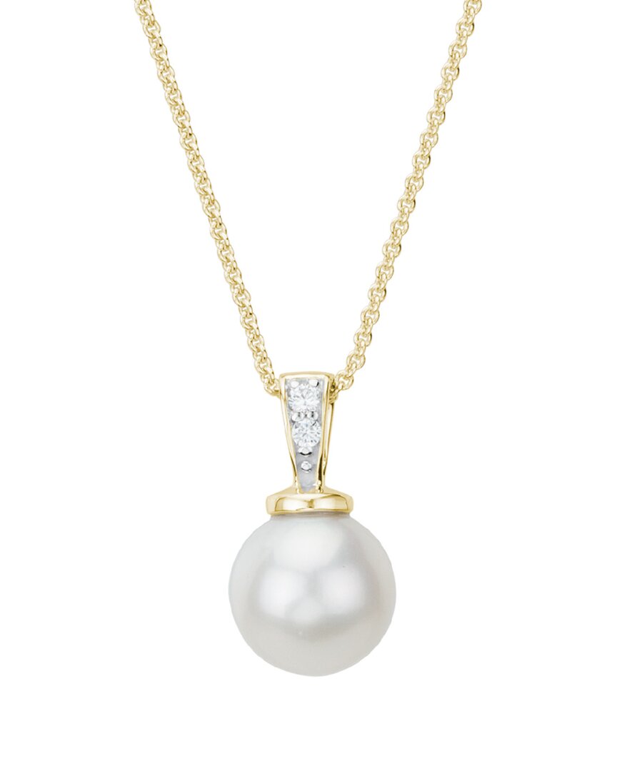 Pearls 14k Diamond 8-8.5mm Pearl Pendant Necklace