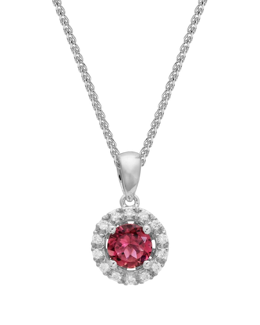 Gemstones 14k 0.54 Ct. Tw. Diamond & Pink Tourmaline Pendant Necklace