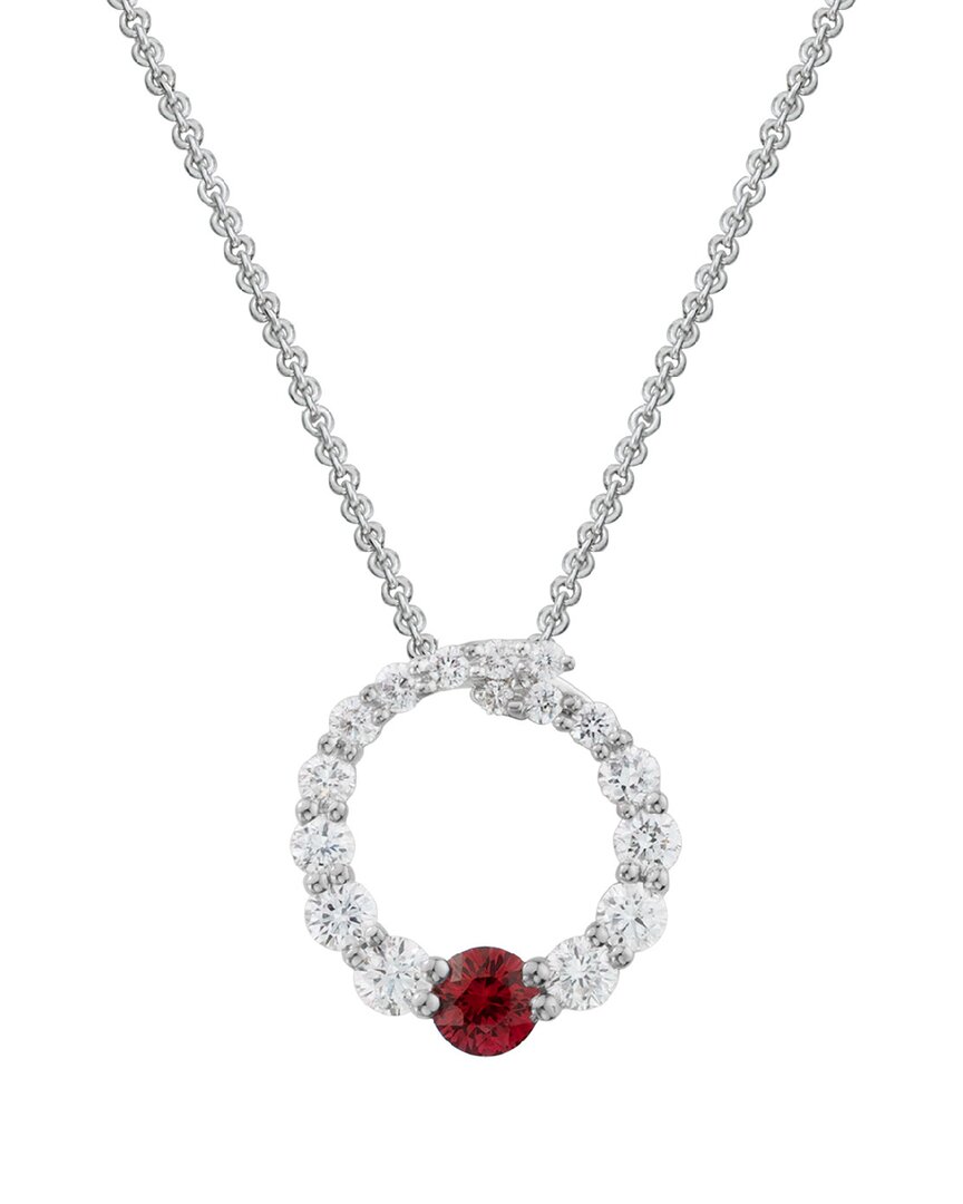 Gemstones 14k 0.47 Ct. Tw. Diamond & Ruby Pendant Necklace