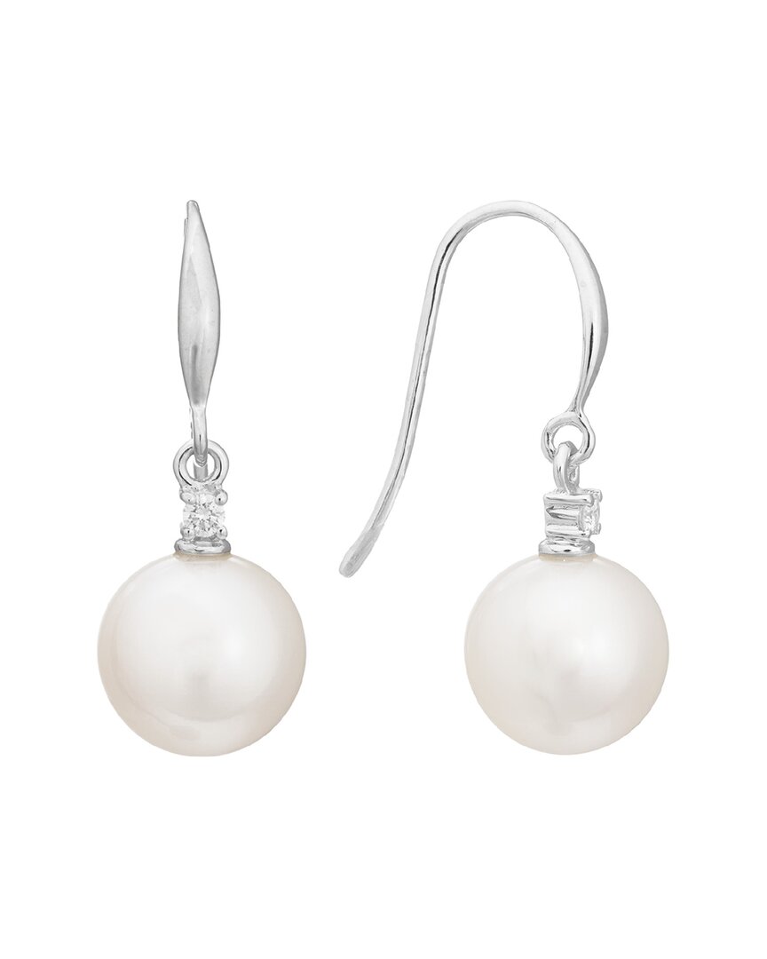 Pearls 14k Diamond 10-10.5mm Pearl Earrings