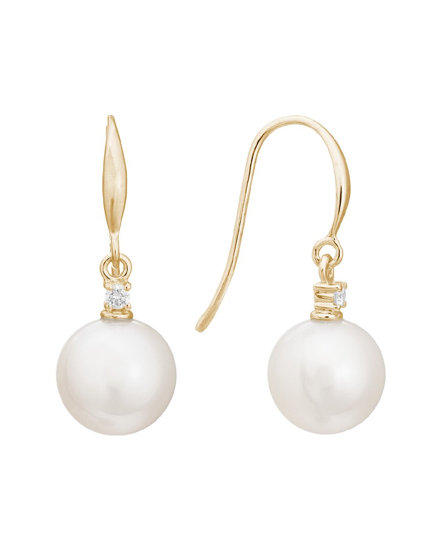 Pearls 14k Diamond 10-10.5mm Pearl Earrings