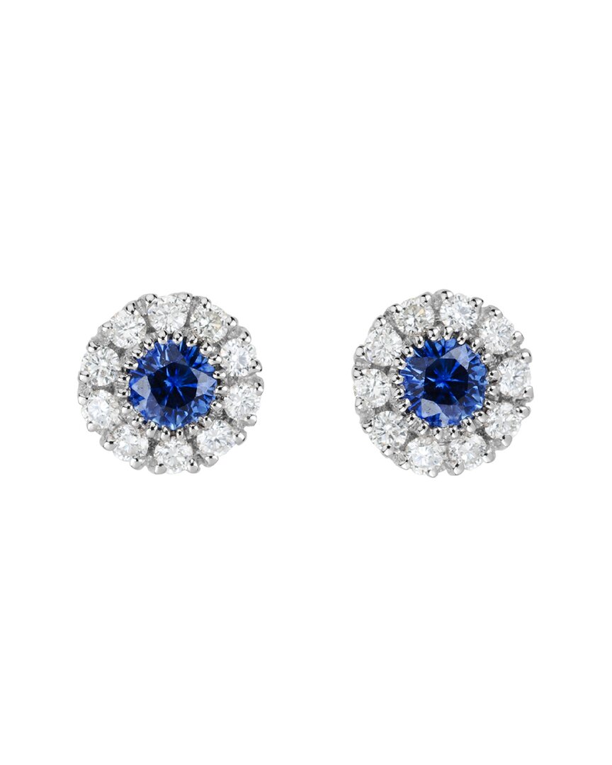 Gemstones 14k 0.60 Ct. Tw. Diamond & Blue Sapphire Studs
