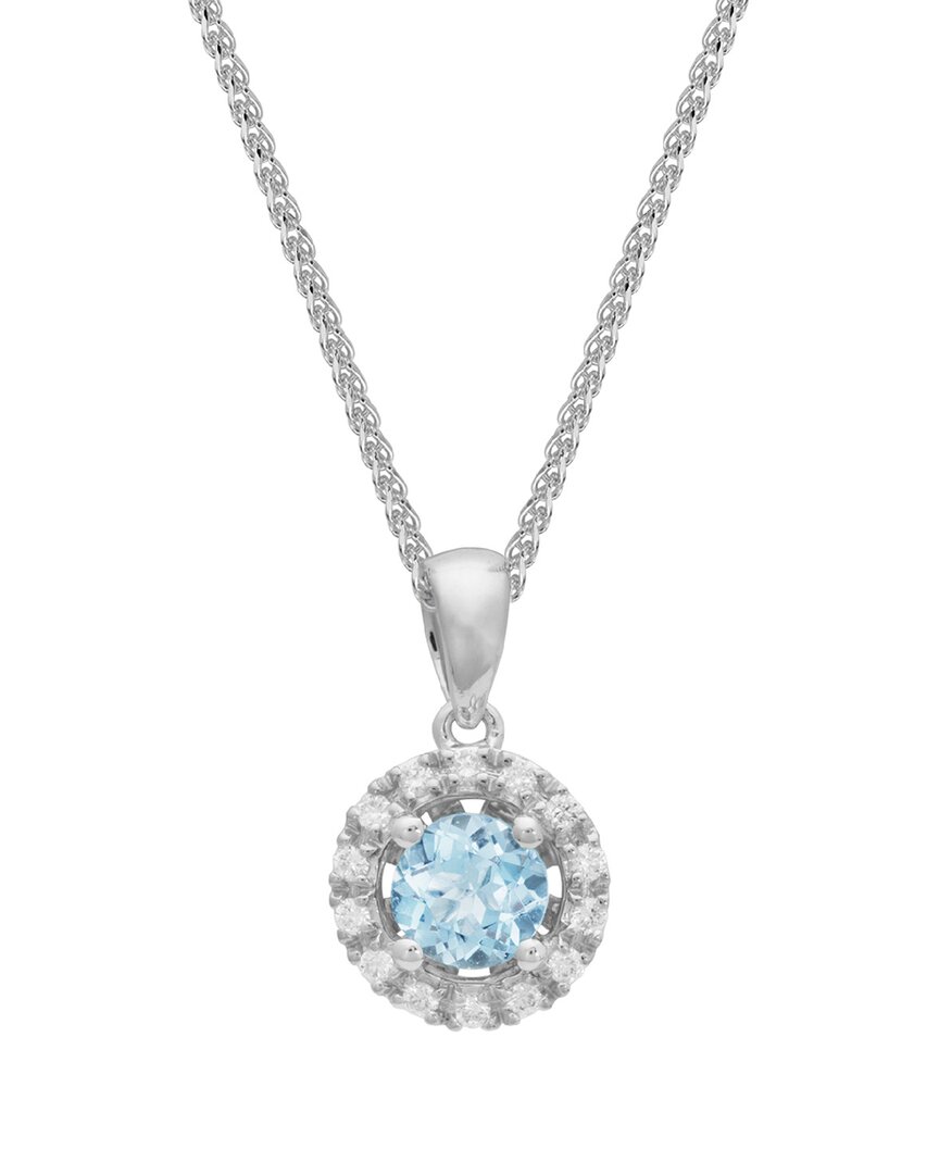 Gemstones Dnu 0 Units Sold 14k 0.57 Ct. Tw. Diamond & Aquamarine Pendant Necklace