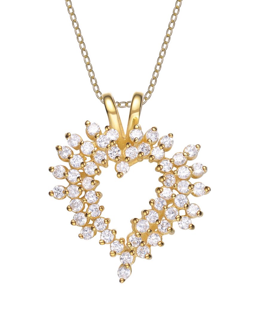 Genevive 14k Over Silver Cz Heart Pendant