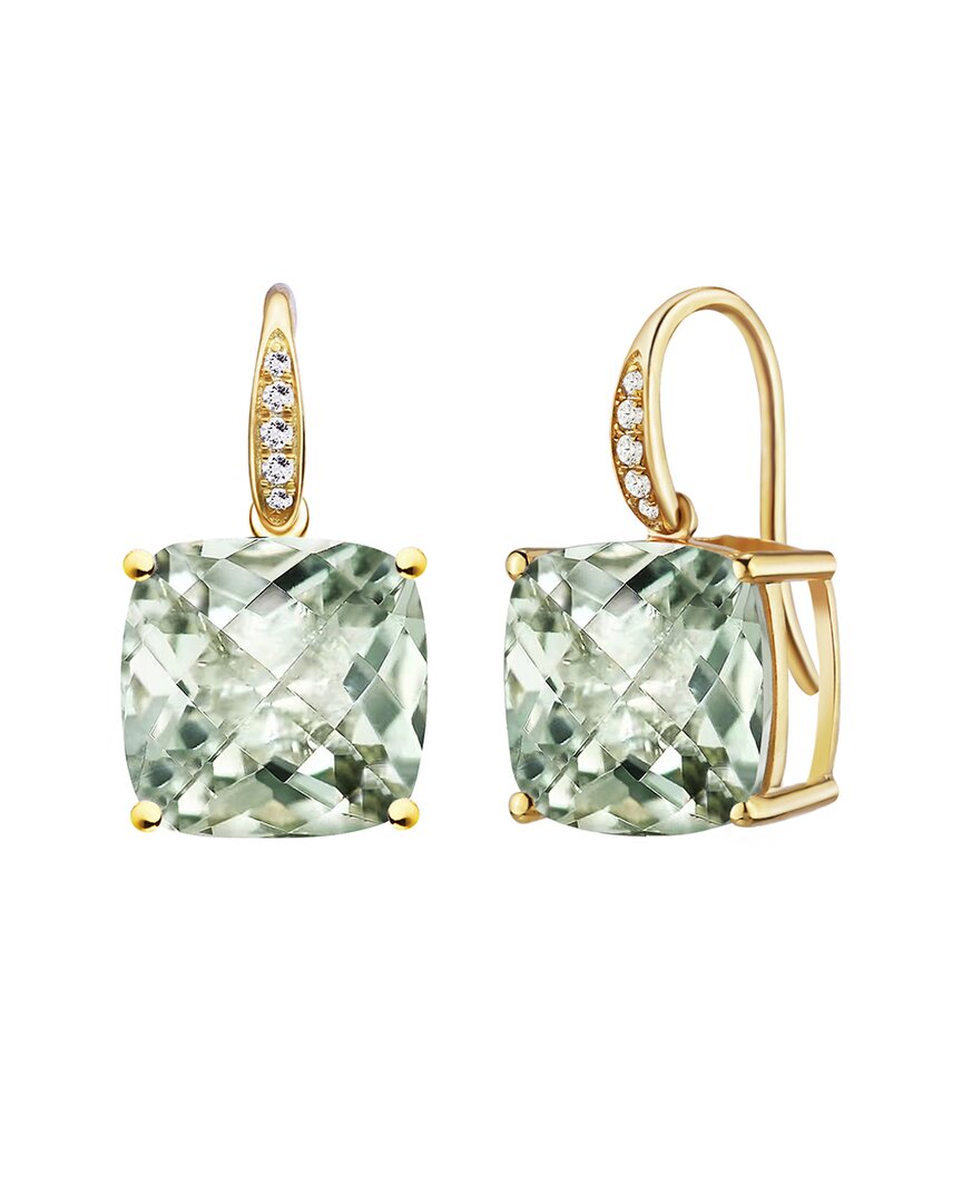 KAI FINE JEWELRY KAI FINE JEWELRY 14K 6.85 CT. TW. DIAMOND & GREEN AMETHYST DROP EARRINGS