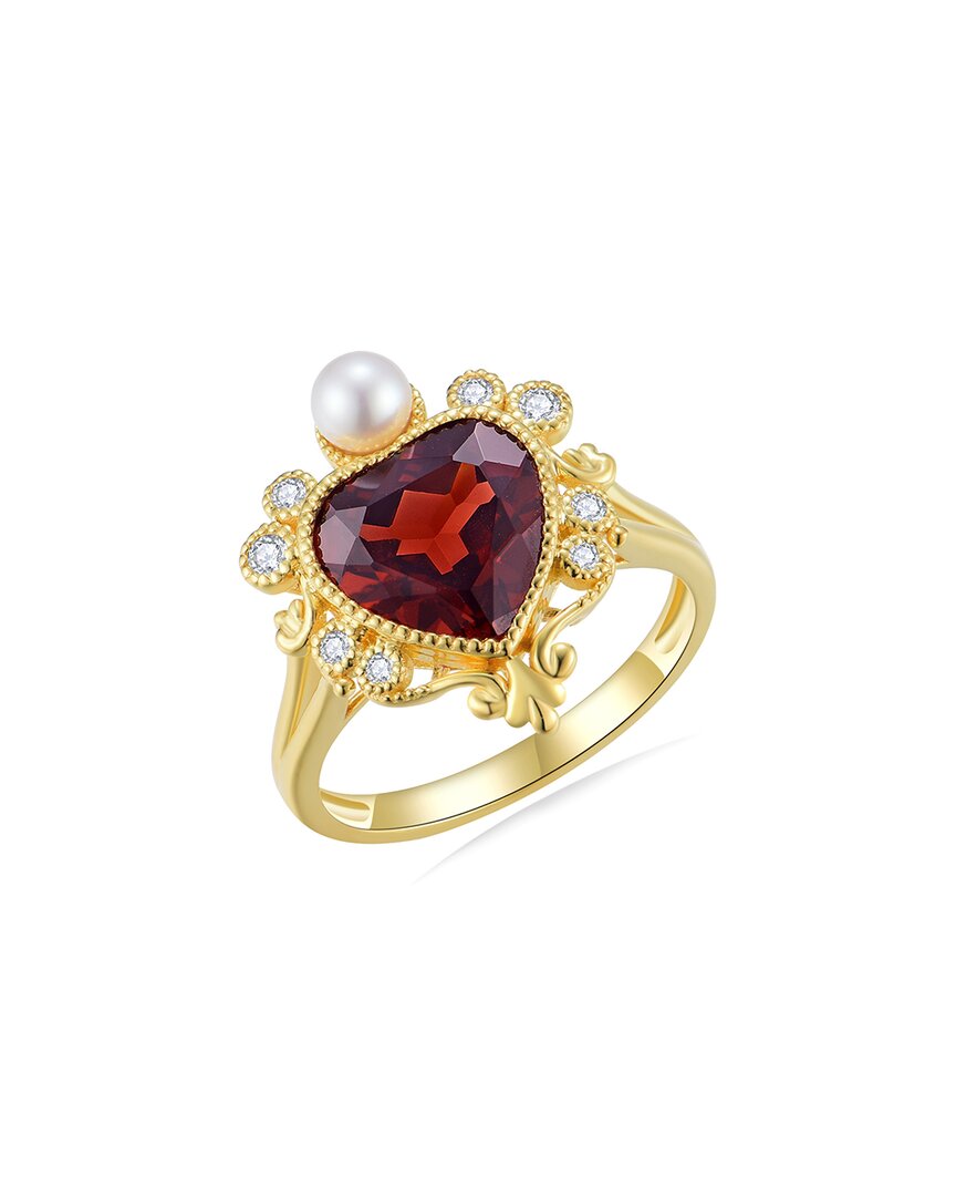 Kai Fine Jewelry 14K 3.92 ct. tw. Diamond & Garnet & 3-4mm Pearl Cocktail Ring