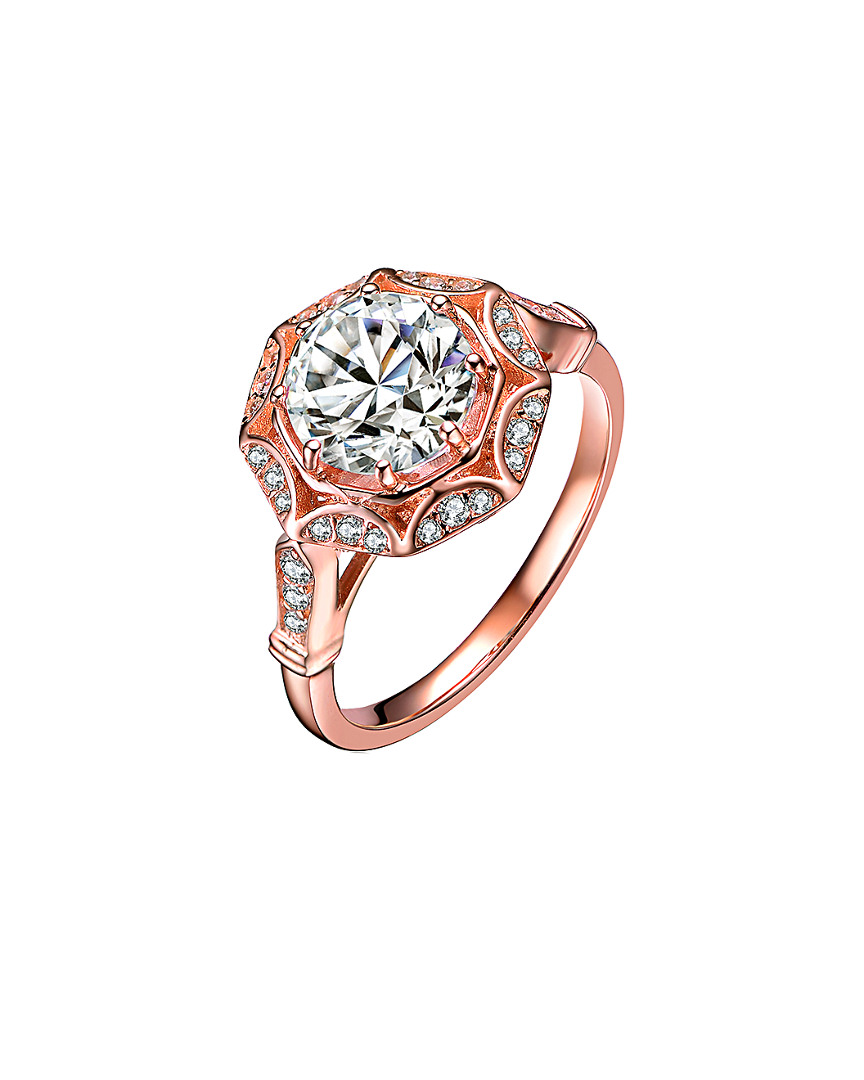 Genevive 14k Rose Over Silver Cz Ring