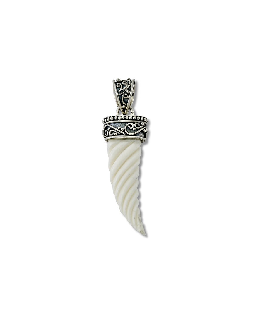 Samuel B. 18k & Silver 6.50 Ct. Tw. Bovine Bone Horn Pendant