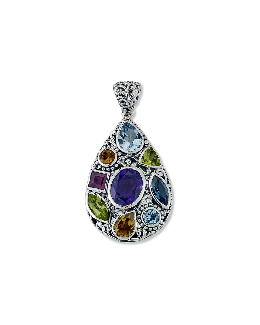 Samuel B. Silver 7.13 Ct. Tw. Amethyst, Blue Topaz, Citrine, Peridot, Rhodolite And Blue Topaz Penda