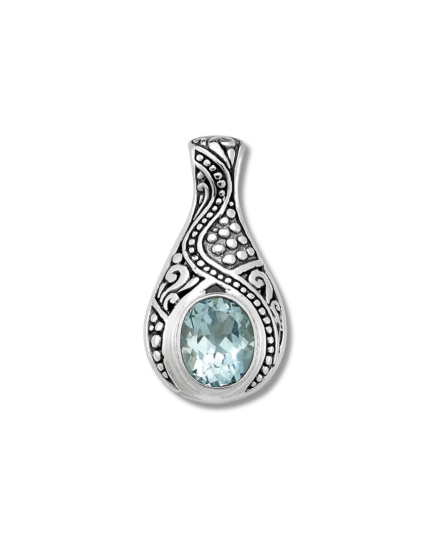 Samuel B. Silver 3.50 Ct. Tw. Blue Topaz Bali Scrollwork Pendant