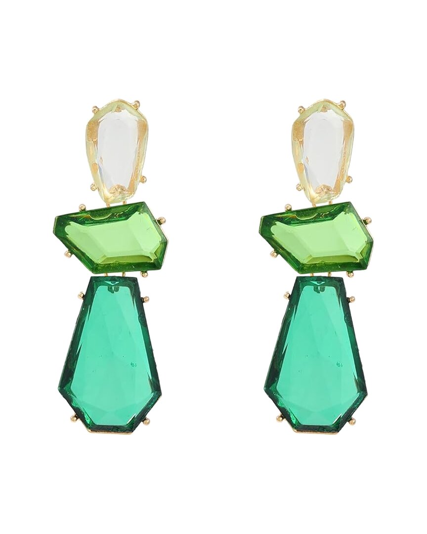 Liv Oliver 18k Plated 18.75 Ct. Tw. Quartz Geometric Earrings In Green