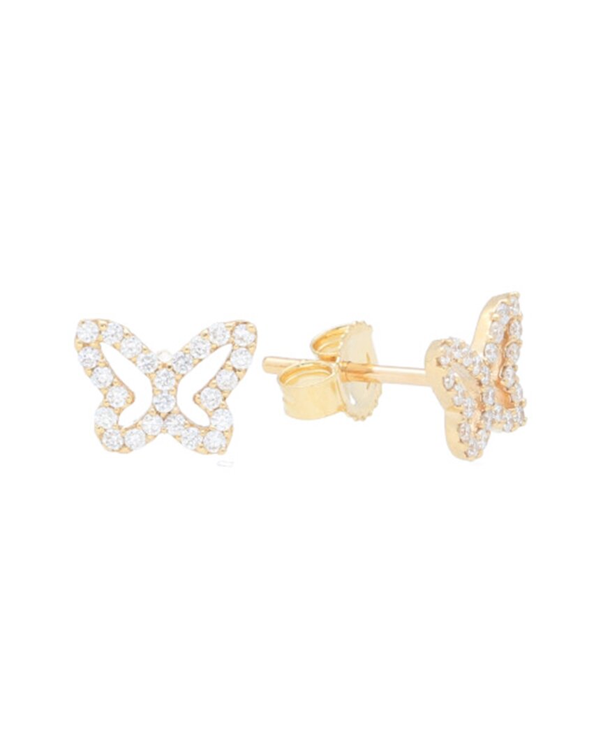 Nephora 14k Diamond Butterfly Studs In Gold
